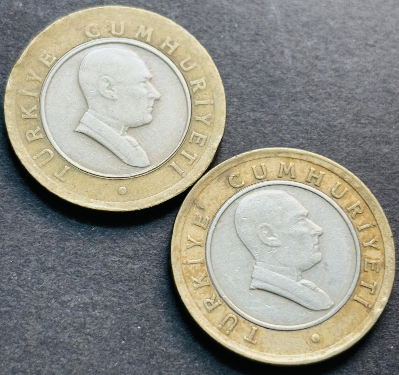 文馨钱币收藏第 284 场，【 长期接收代拍品】老藏家拍品南朝鲜李承晚时期货币，泰国大型纪念币，土耳其各时期及各国套币场 2005 年土耳其 50 库鲁双色纪念币 2 枚