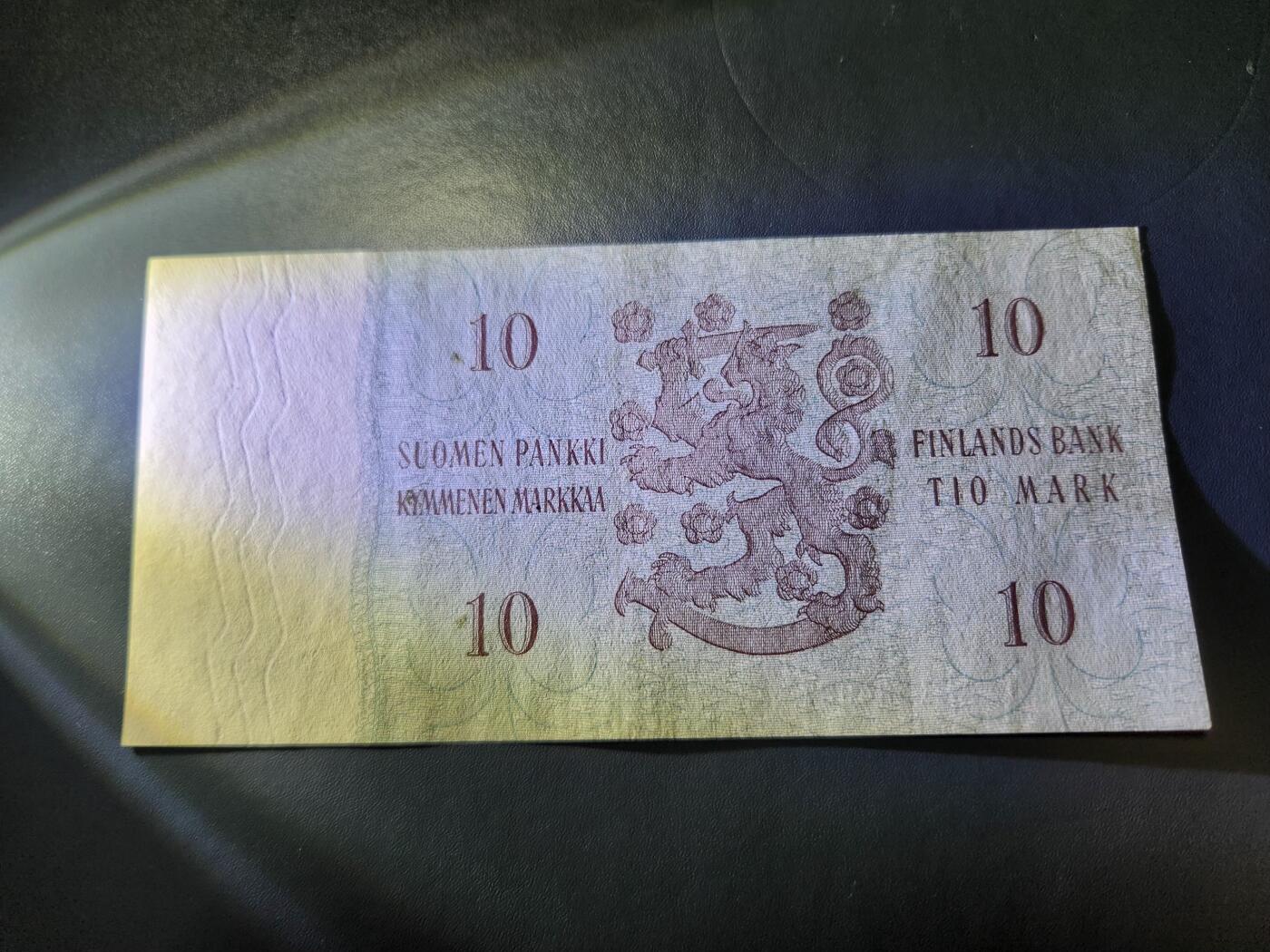 12月3号晚上8点 外国纸币自动截拍第67场 芬兰10马克纸币 1963年LITT.A版  首任总统 极美品