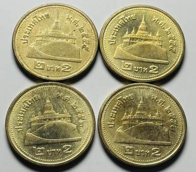 文馨钱币收藏第 284 场，【 长期接收代拍品】老藏家拍品南朝鲜李承晚时期货币，泰国大型纪念币，土耳其各时期及各国套币场 - 原铜光泰王 2 泰铢纪念币 4 枚