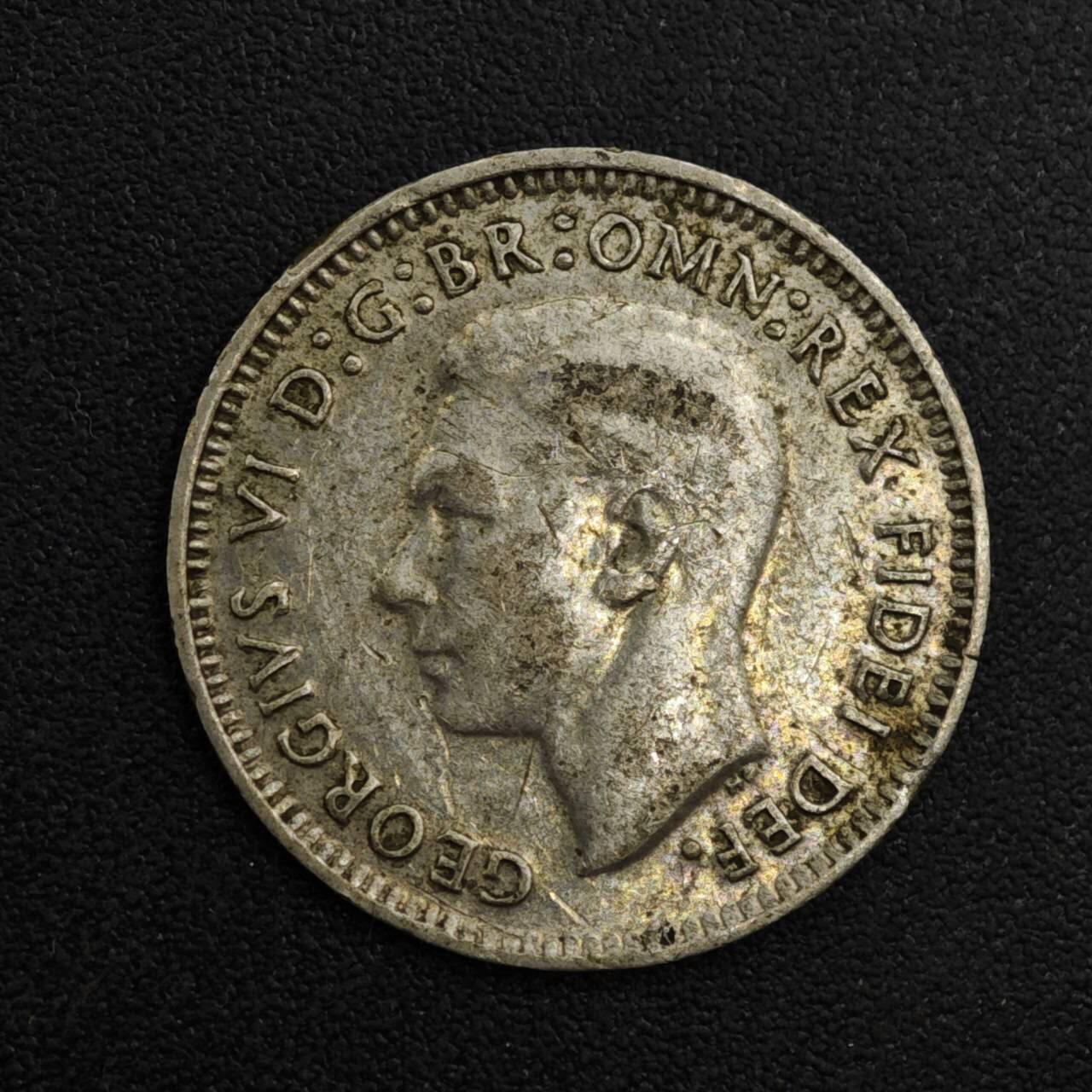 【淘币小摊】实时拍第八百一十三拍   散币场   满百包邮可预留二周 每周一统一发货   澳大利亚1950年乔治六世3便士银币