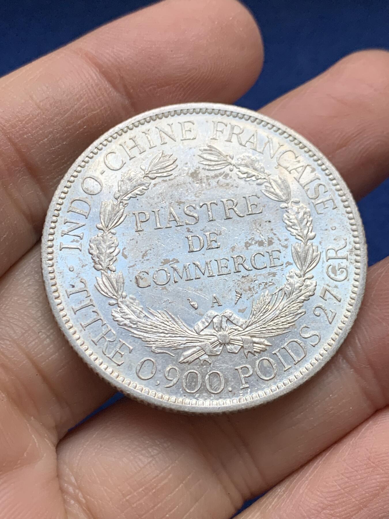 《竞宝斋》第443场 周日，周一，2场连拍 （全场包邮） 法属印支1900年坐洋1皮阿斯特银币 细节见图