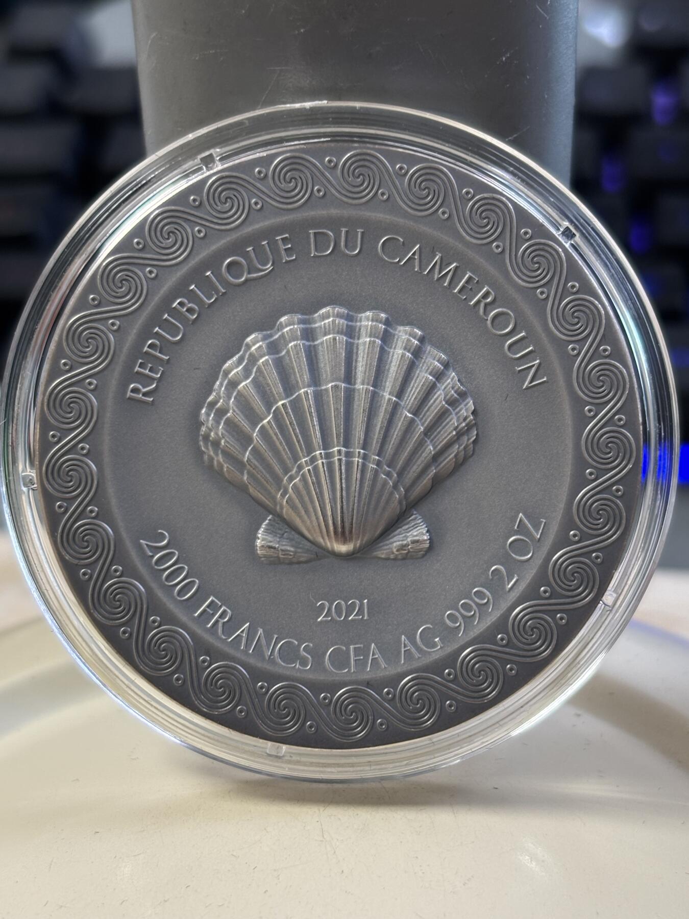第184期拍卖 喀麦隆2021年国色天香系列3维纳斯诞生2盎司银币，999银，发行500枚