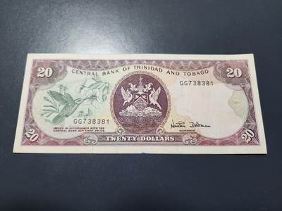 12月3号晚上8点 外国纸币自动截拍第67场 - 特立尼达和多巴哥1979年20元  美洲蜂鸟