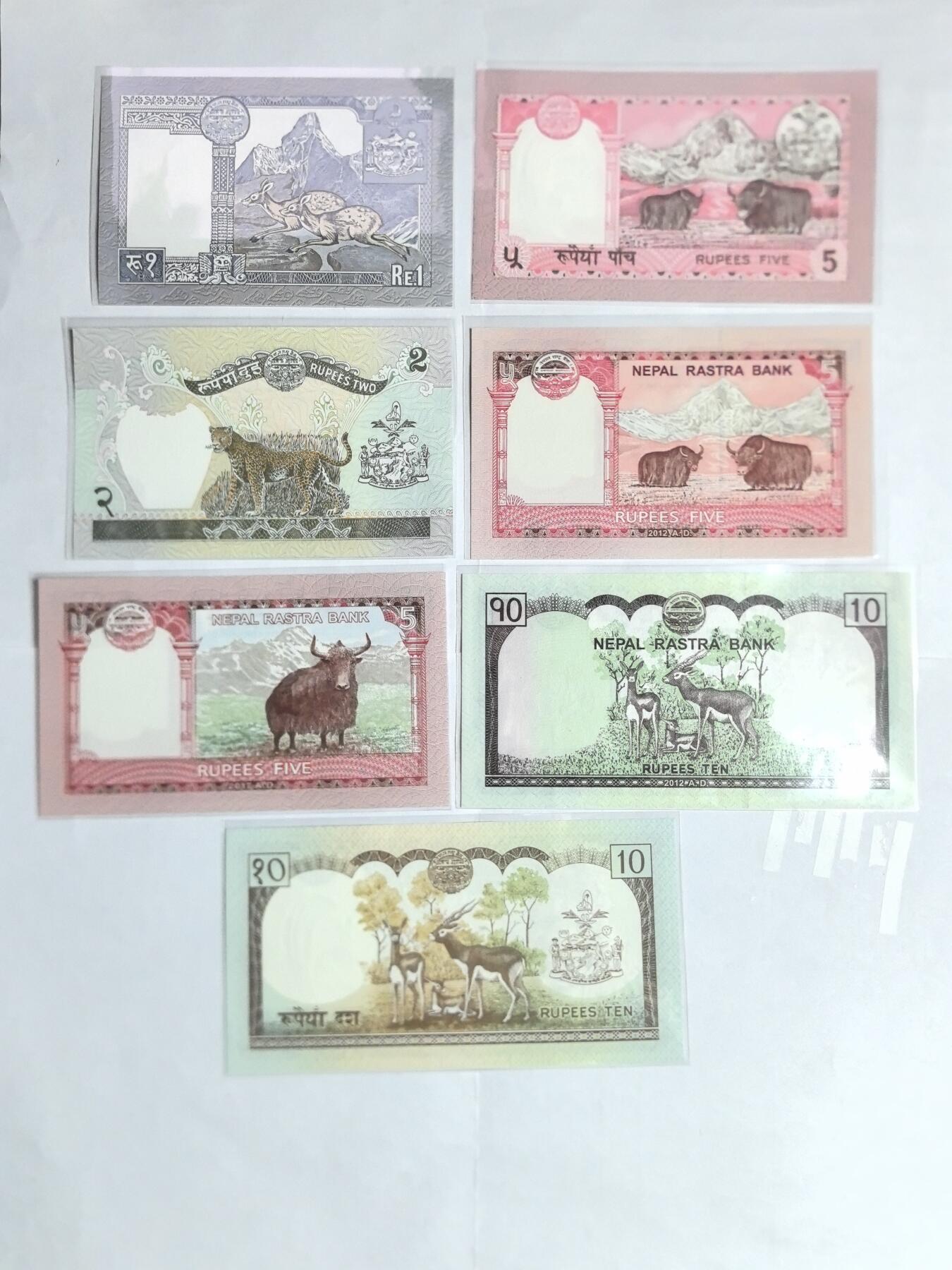 各国外币第100期 无佣金 尼泊尔7张 全新