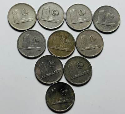 文馨钱币收藏第 284 场，【 长期接收代拍品】老藏家拍品南朝鲜李承晚时期货币，泰国大型纪念币，土耳其各时期及各国套币场 - 好品马来西亚大厦版 5 分 10 枚