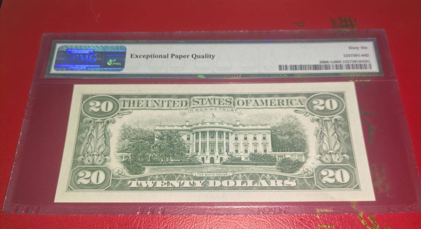 Gem Unc 美国纸币 1963年A 20美元纸币 Pmg 66 无47