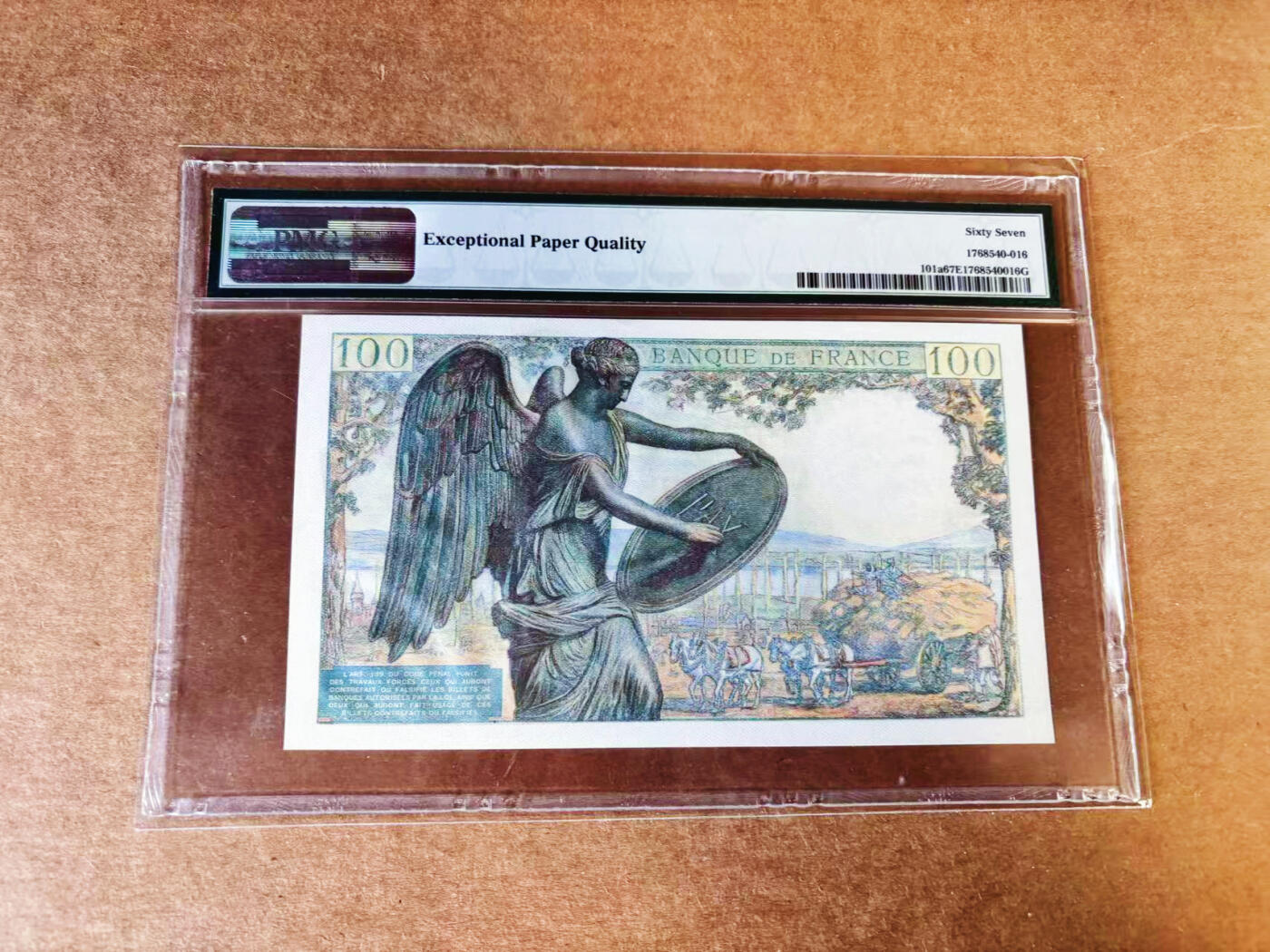 【Blue Auction】世界纸币精拍第757期——18级TOP拍卖/信誉/品质/专业/高效💫 法国 1944年100法郎 笛卡尔 PMG67EPQ 高分老壳