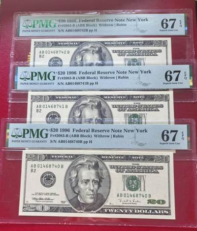 Super Gem Unc 美国纸币 1996年 20美元纸币 Pmg 67 - Super Gem Unc 美国纸币 1996年 20美元纸币 Pmg 67