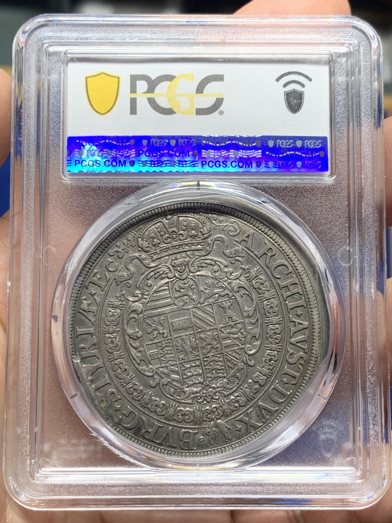 《竞宝斋》第443场 周日，周一，2场连拍 （全场包邮） 唯一冠军分 PCGS AU50 奥地利帝国 1649年 费迪南三世 泰勒大银币 稀少版本 双面原味深打 老泰勒最舒服的状态