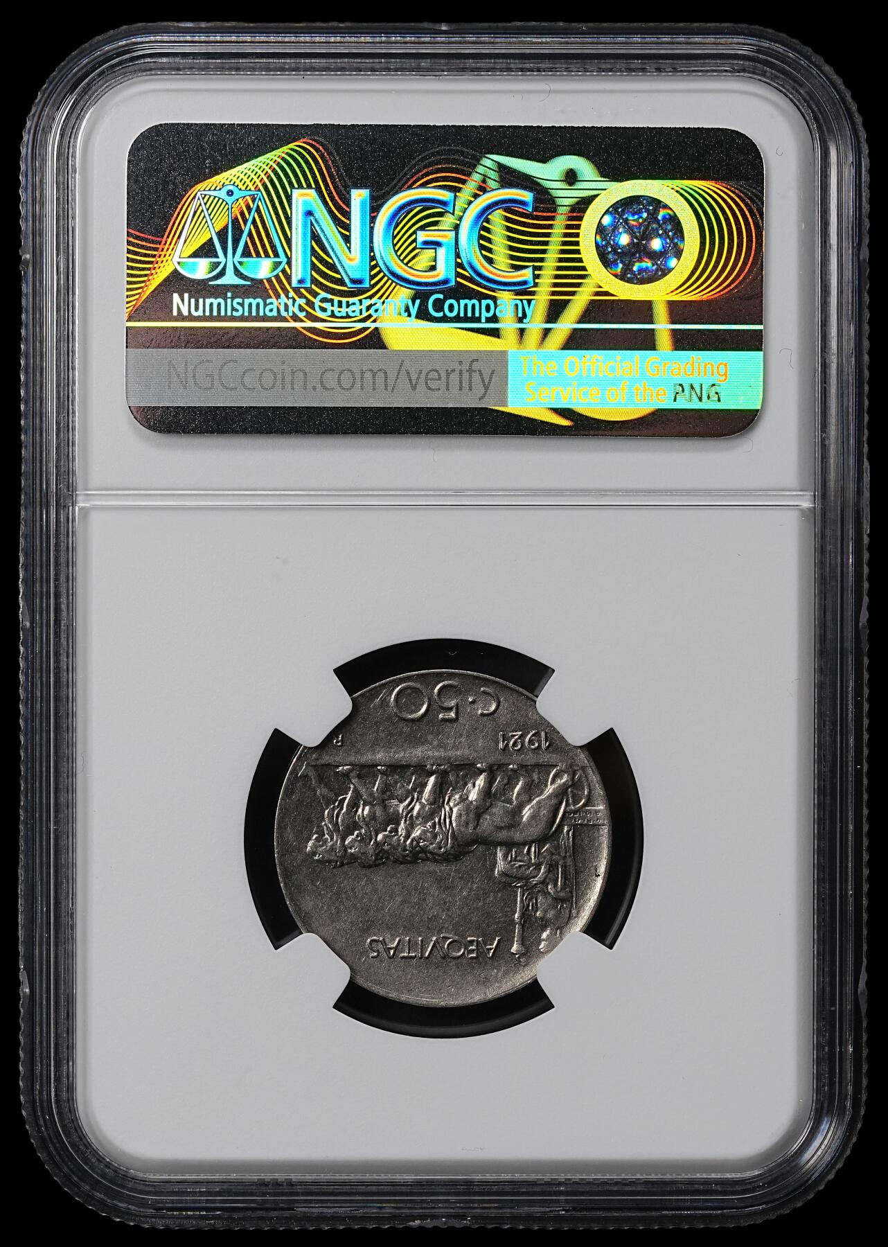 修遠堂世界钱币第九十五期 NGC MS62 1921年意大利50分