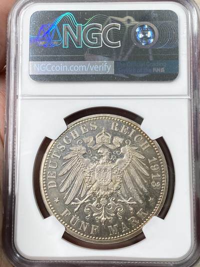 NGC-PF65CAM 1913年德国威廉二世军装精制5马克