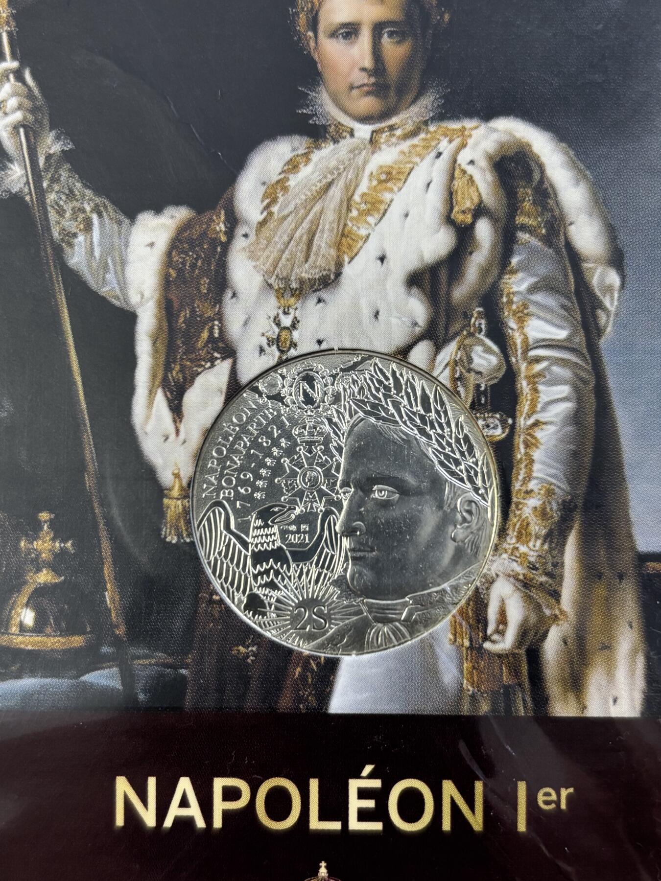 第183期拍卖 卡装法国2021年拿破仑逝世200周年10欧纪念银币，333银，发行75000枚，17克