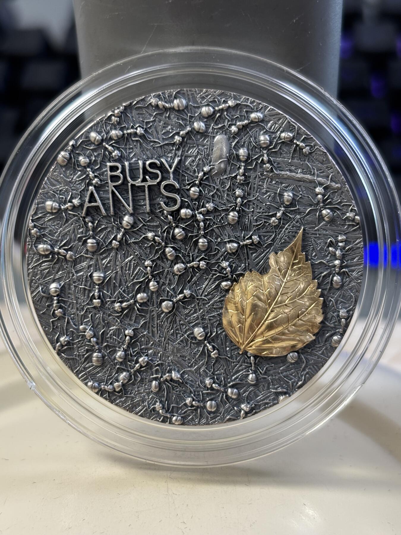 第184期拍卖 加纳2022年自然建筑师忙碌的蚂蚁2盎司纪念银币，999银，发行量500枚