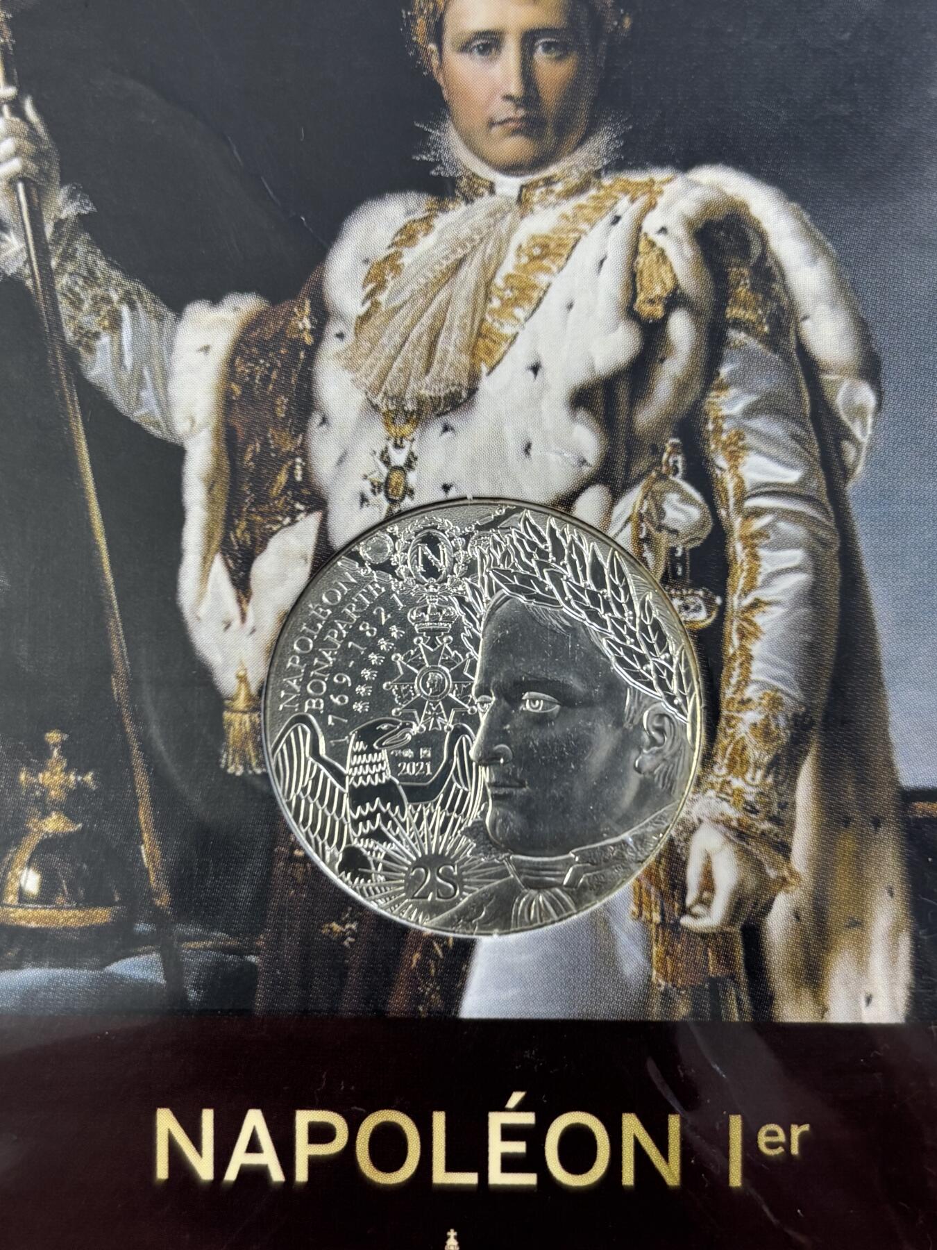 第183期拍卖 卡装法国2021年拿破仑逝世200周年10欧纪念银币，333银，发行75000枚，17克