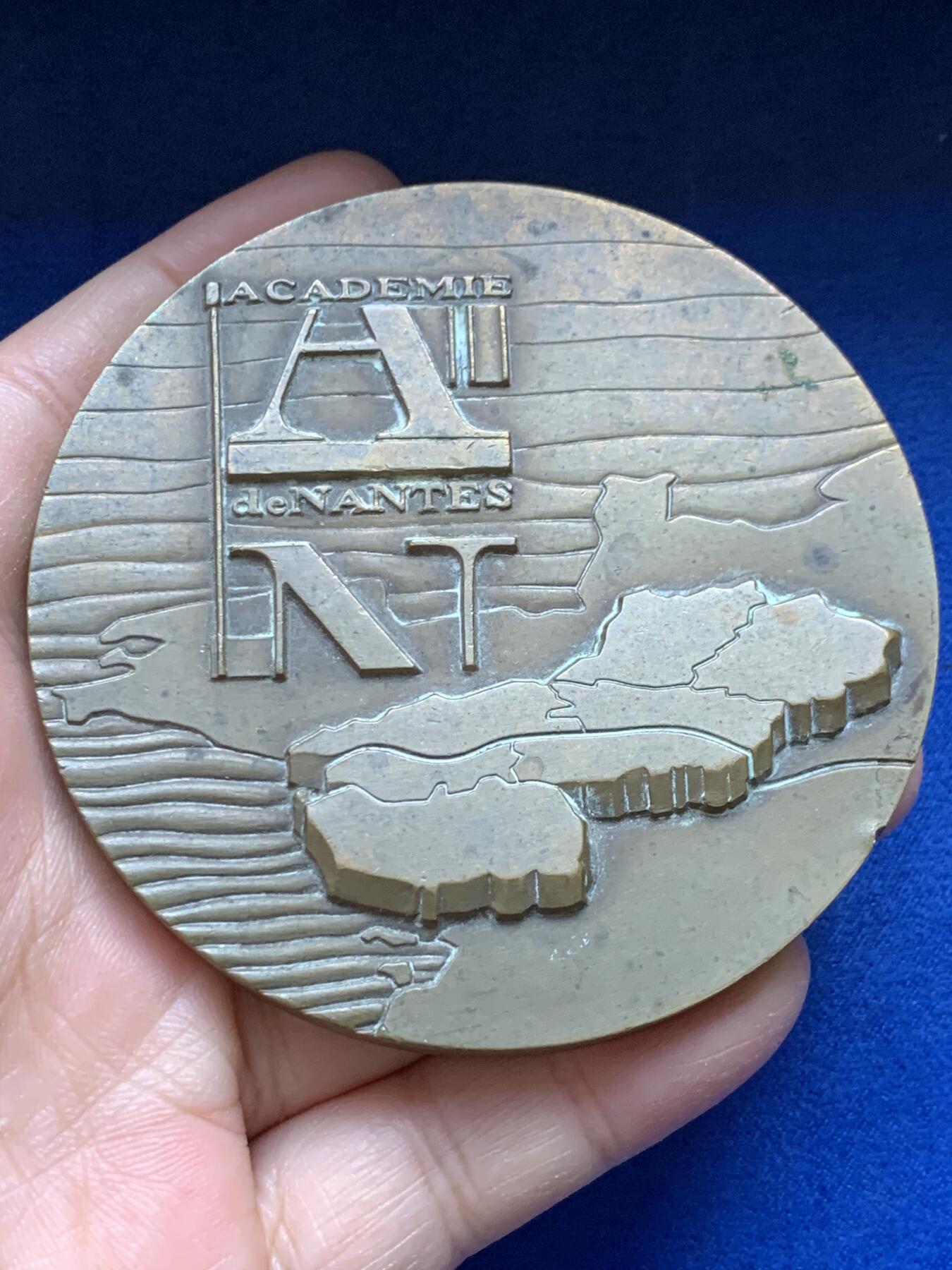 《竞宝斋》第443场 周日，周一，2场连拍 （全场包邮） 法国南特大学区区长大铜章 直径79.5mm 重量274.8g