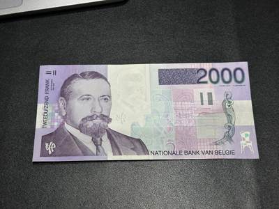 《外钞收藏家》第五百九十期（欧洲强钞、港币、硬通货及丰富裸币大拍场）（本平台长期征集拍品、欢迎藏友们联系合作） - 比利时末版2000法郎 AU品相
