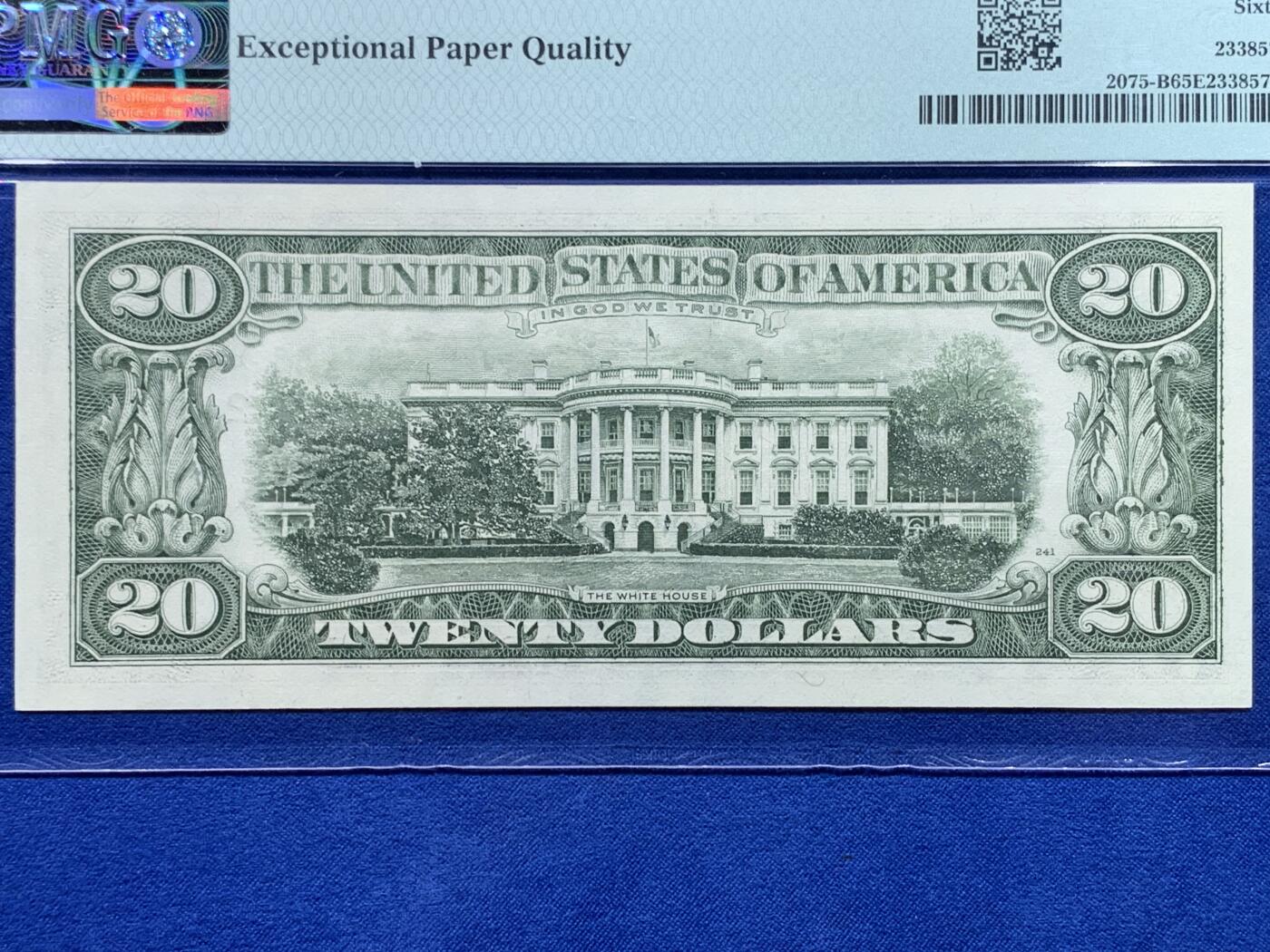 《竞宝斋》第443场 周日，周一，2场连拍 （全场包邮） PMG 65EPQ 美国 1985年 20美元