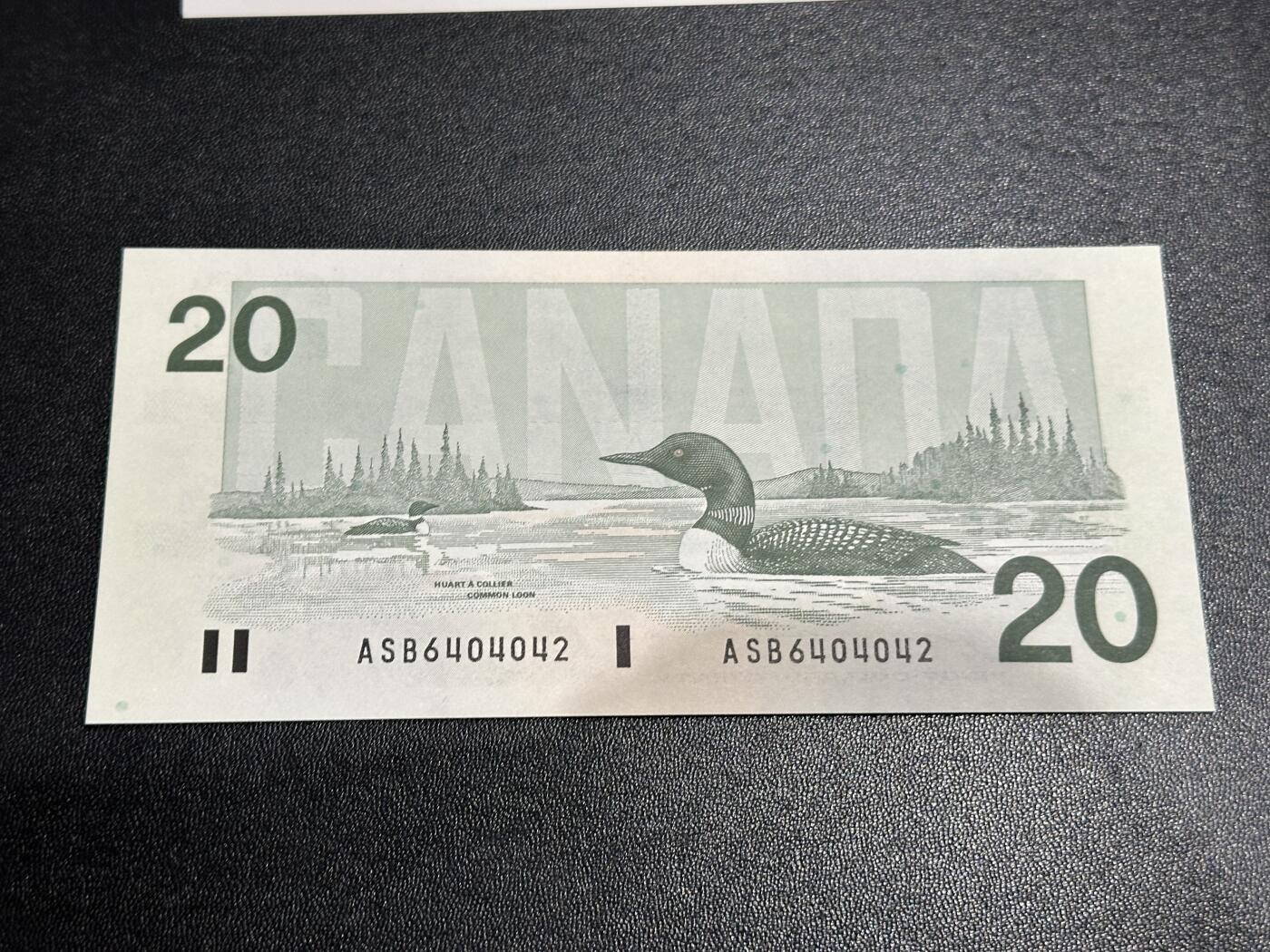 《外钞收藏家》第五百九十期（欧洲强钞、港币、硬通货及丰富裸币大拍场）（本平台长期征集拍品、欢迎藏友们联系合作） 1991年加拿大鸟版20加元 全新UNC