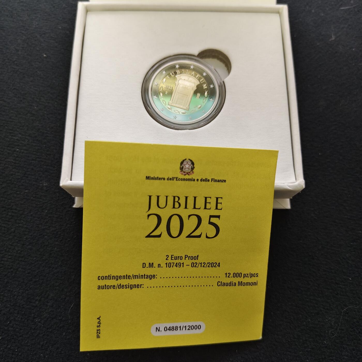 【全场包邮】纯粹捡漏拍483场（免费代拍第20场） 意大利2025年2欧元圣年双色精制纪念币-盒证全