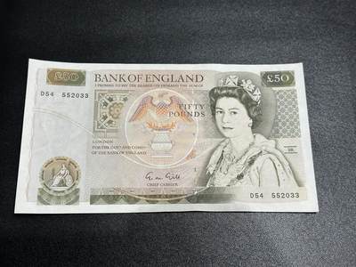 《外钞收藏家》第五百九十期（欧洲强钞、港币、硬通货及丰富裸币大拍场）（本平台长期征集拍品、欢迎藏友们联系合作） - 英国D序列50镑 UNC-