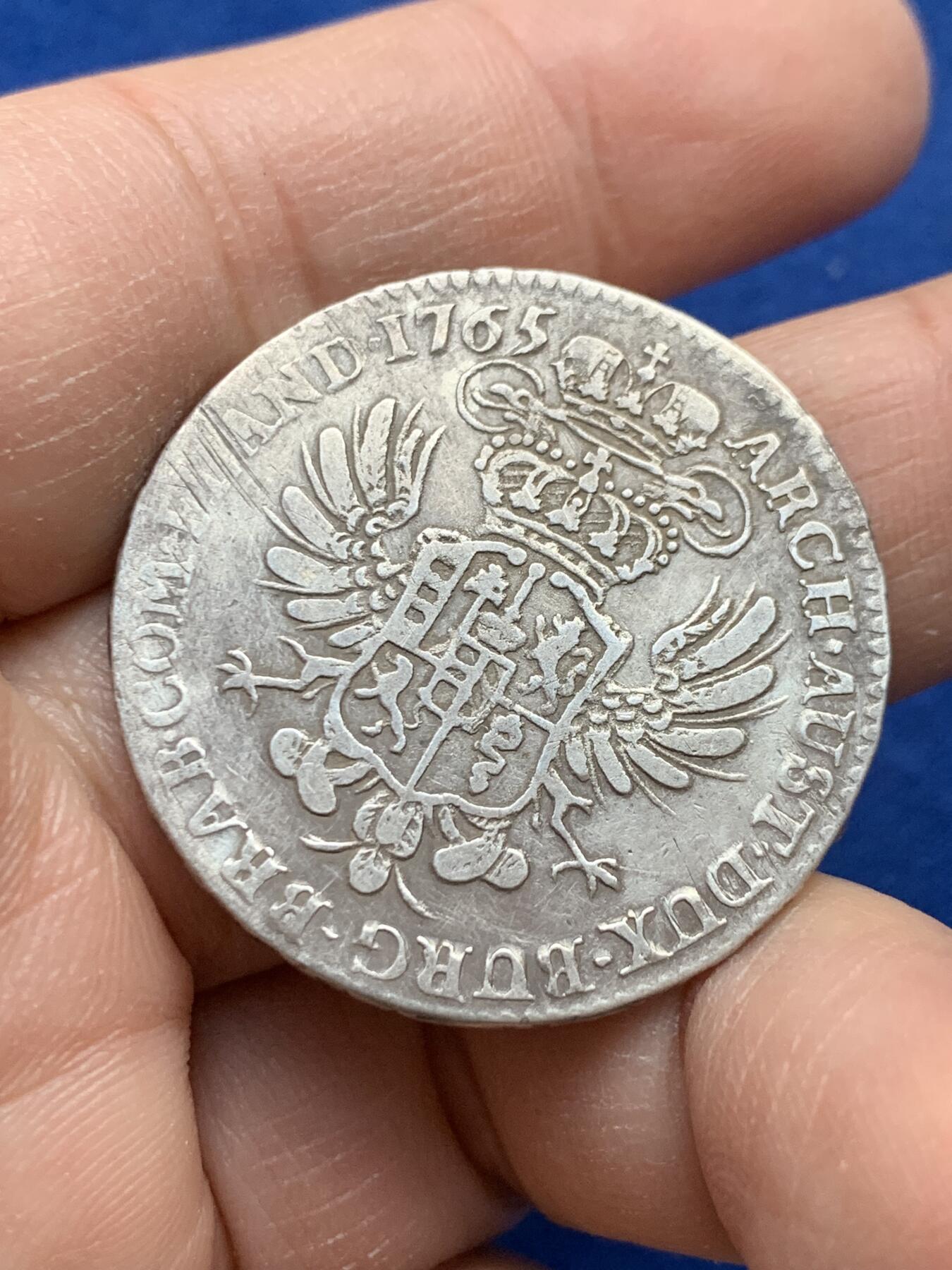 《竞宝斋》第443场 周日，周一，2场连拍 （全场包邮） 奥属尼德兰 1765年 1/2泰勒 银币 少见品种