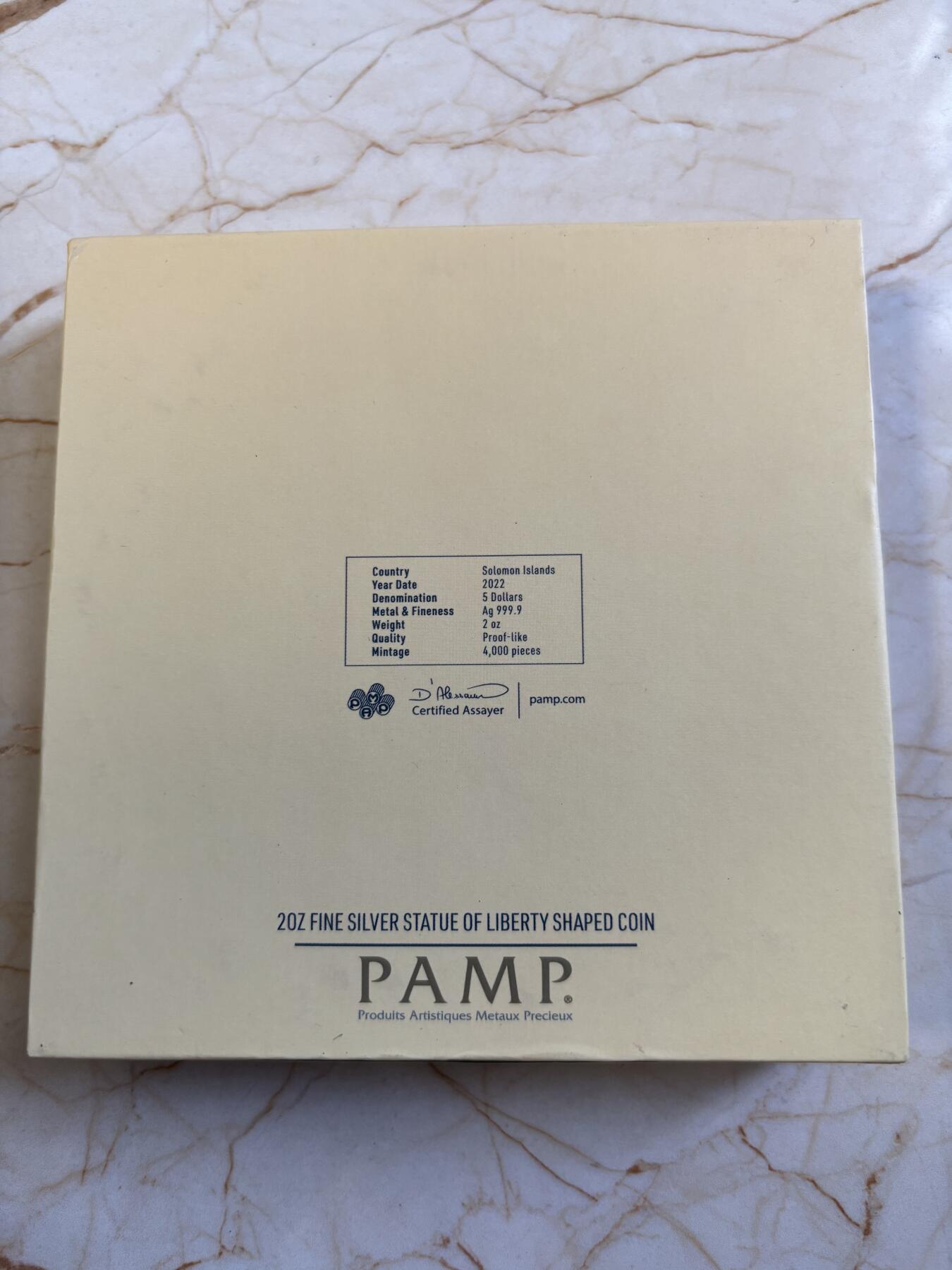 第183期拍卖 所罗门2022年美国自由女神2盎司异形彩色纪念银币，999银，发行2500枚，有氧化