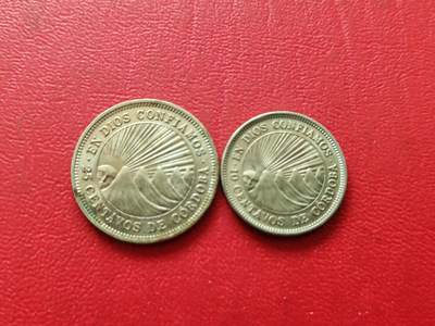 【云涧收藏】第八十一场 - 尼加拉瓜1964/65年10/25分2枚