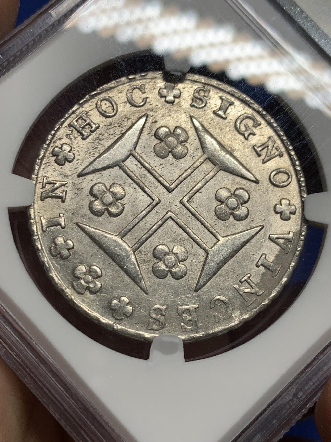 《竞宝斋》第443场 周日，周一，2场连拍 （全场包邮） NGC MS63 葡萄牙1816年若昂六世400R十字银币，本土最大面值，打铸极佳，光度很好的一枚