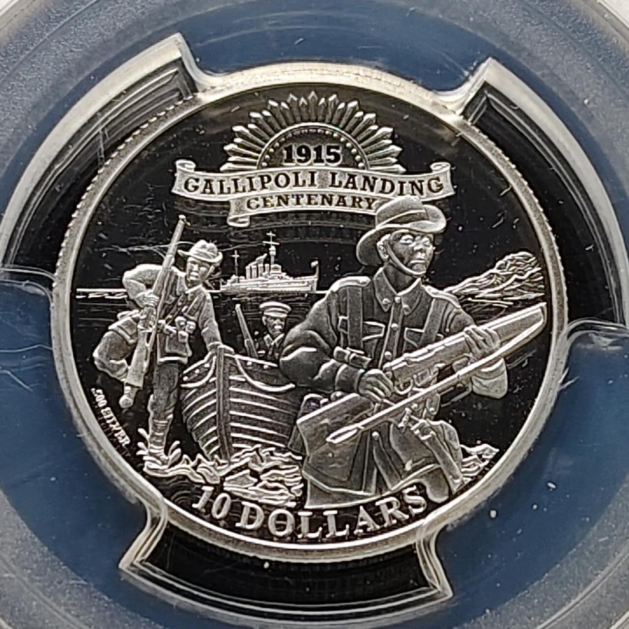 【全场包邮】纯粹捡漏拍485场（免费代拍第22场） 【收藏级·亚军分】基里巴斯2015年10元铭记一战系列加里波利登陆精制纪念银币-PCGS PR69 DCAM