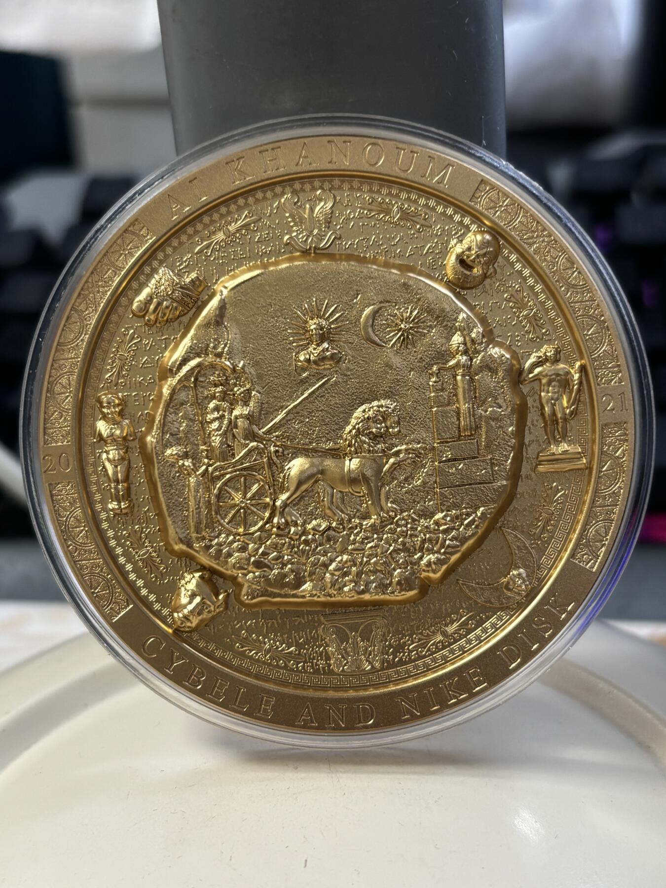 第184期拍卖 库克2021年考古系列巴克特里亚3盎司双面镀金银币，999银，发行99枚