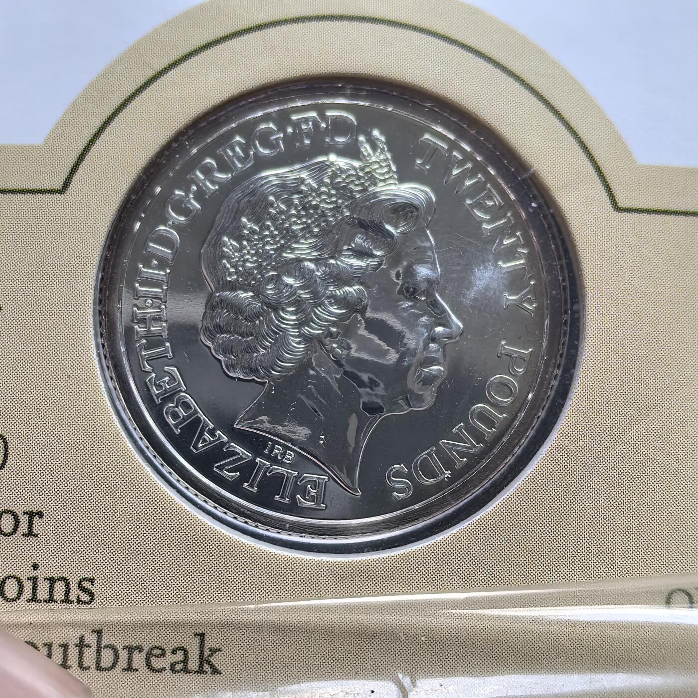 道一币馆币章第一百五十六场 原包装 英国2014年一战发生百年20镑精制银币