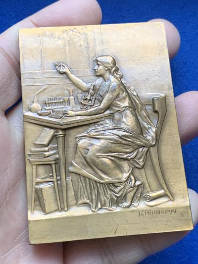 《竞宝斋》第443场 周日，周一，2场连拍 （全场包邮） - 路易·巴斯德纪念铜章  巴氏消毒法创始人 149.7克 51.2*72.4mm 1979 丰饶角铜标 细节见图