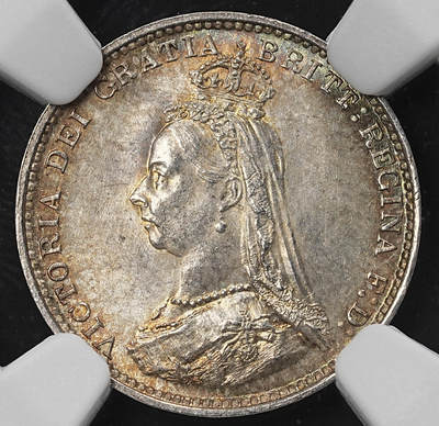 修遠堂世界钱币第九十五期 - NGC MS65 1887年英国3便士银币