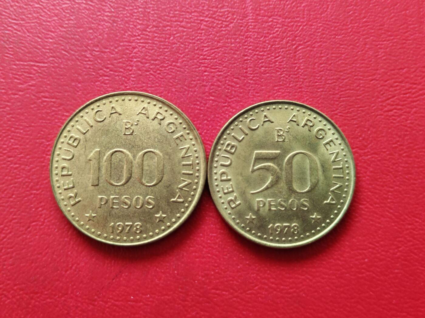 【云涧收藏】第八十一场 阿根廷1978年50/100比索2枚