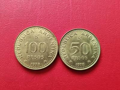 【云涧收藏】第八十一场 - 阿根廷1978年50/100比索2枚