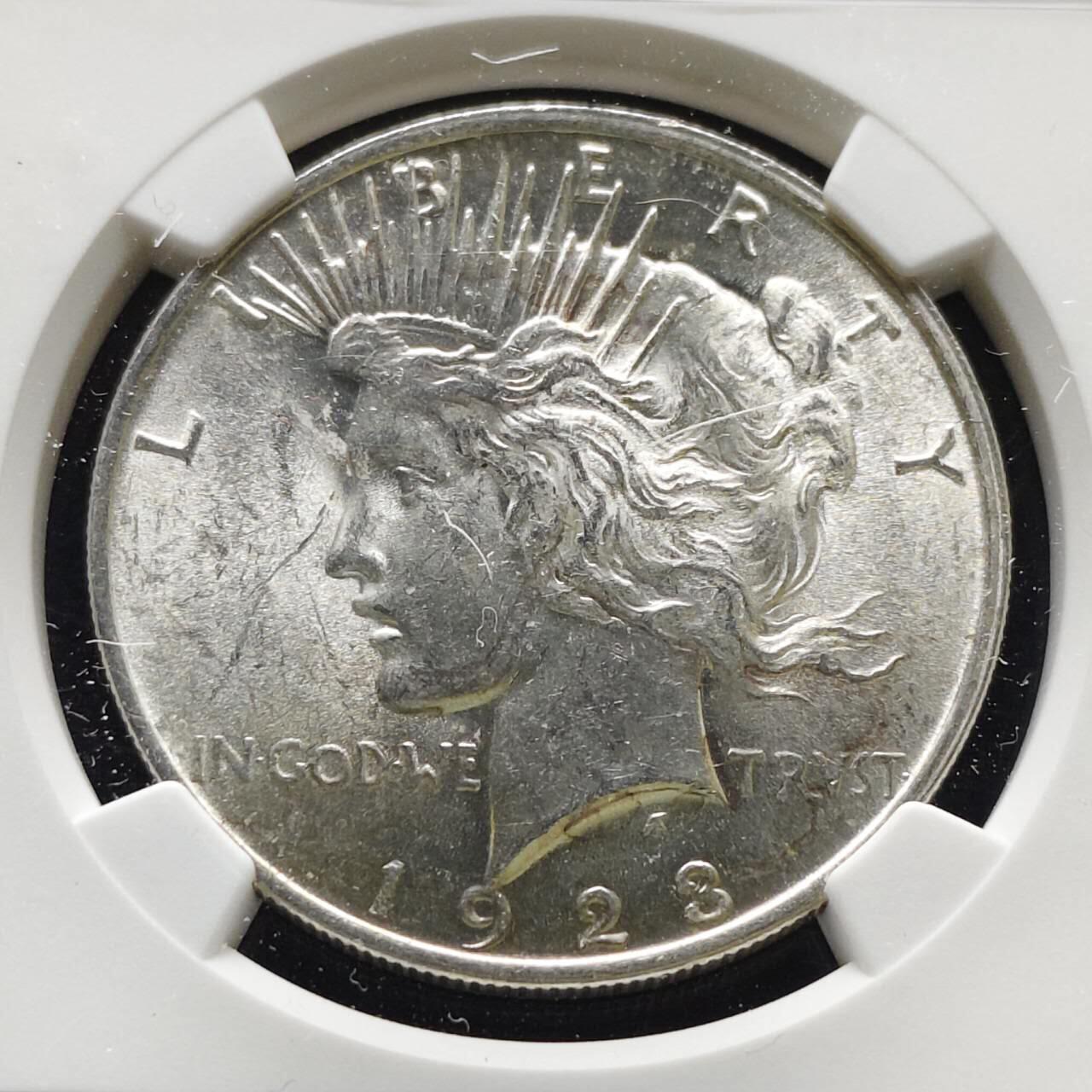 【全场包邮】纯粹捡漏拍485场（免费代拍第22场） 美国1923年和平1元（38.1毫米26.73克）银币-NGC MS61