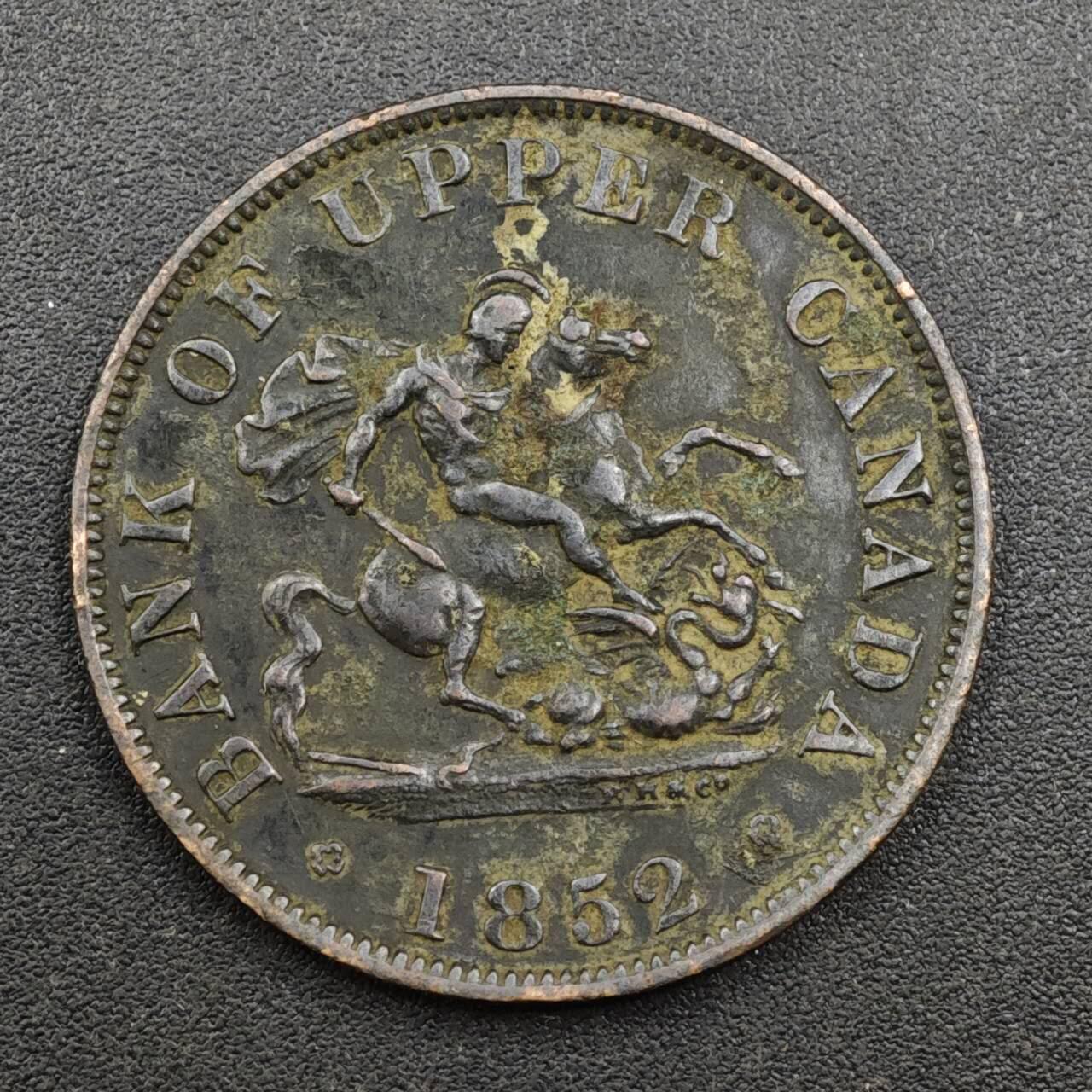 【淘币小摊】实时拍第八百一十三拍   散币场   满百包邮可预留二周 每周一统一发货   上加拿大1852年马剑半便士铜币代币