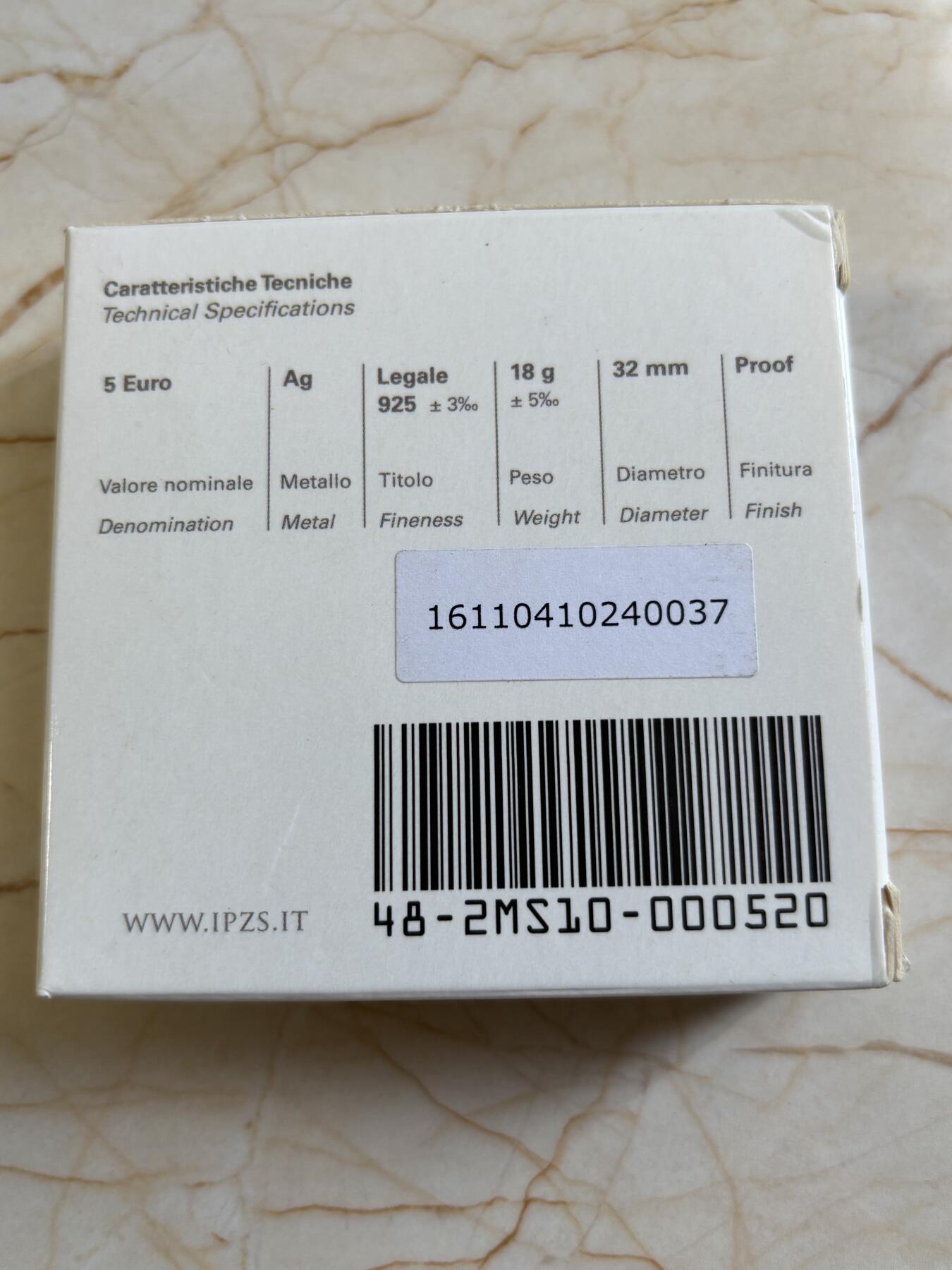 第183期拍卖 意大利2016年艺术意大利系列雷卡纳蒂精制纪念银币，925银，18克，发行4000枚