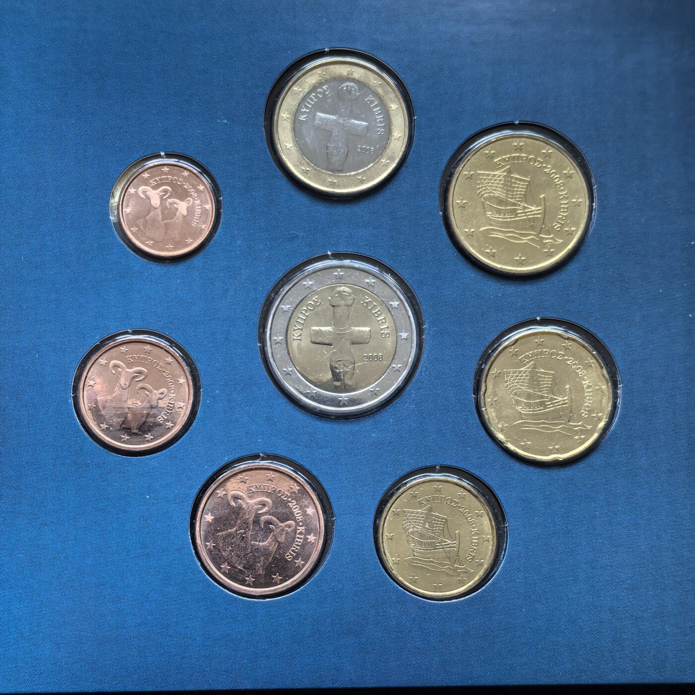 道一币馆币章第一百五十六场 原包装 塞浦路斯2008年欧元套币八枚-1