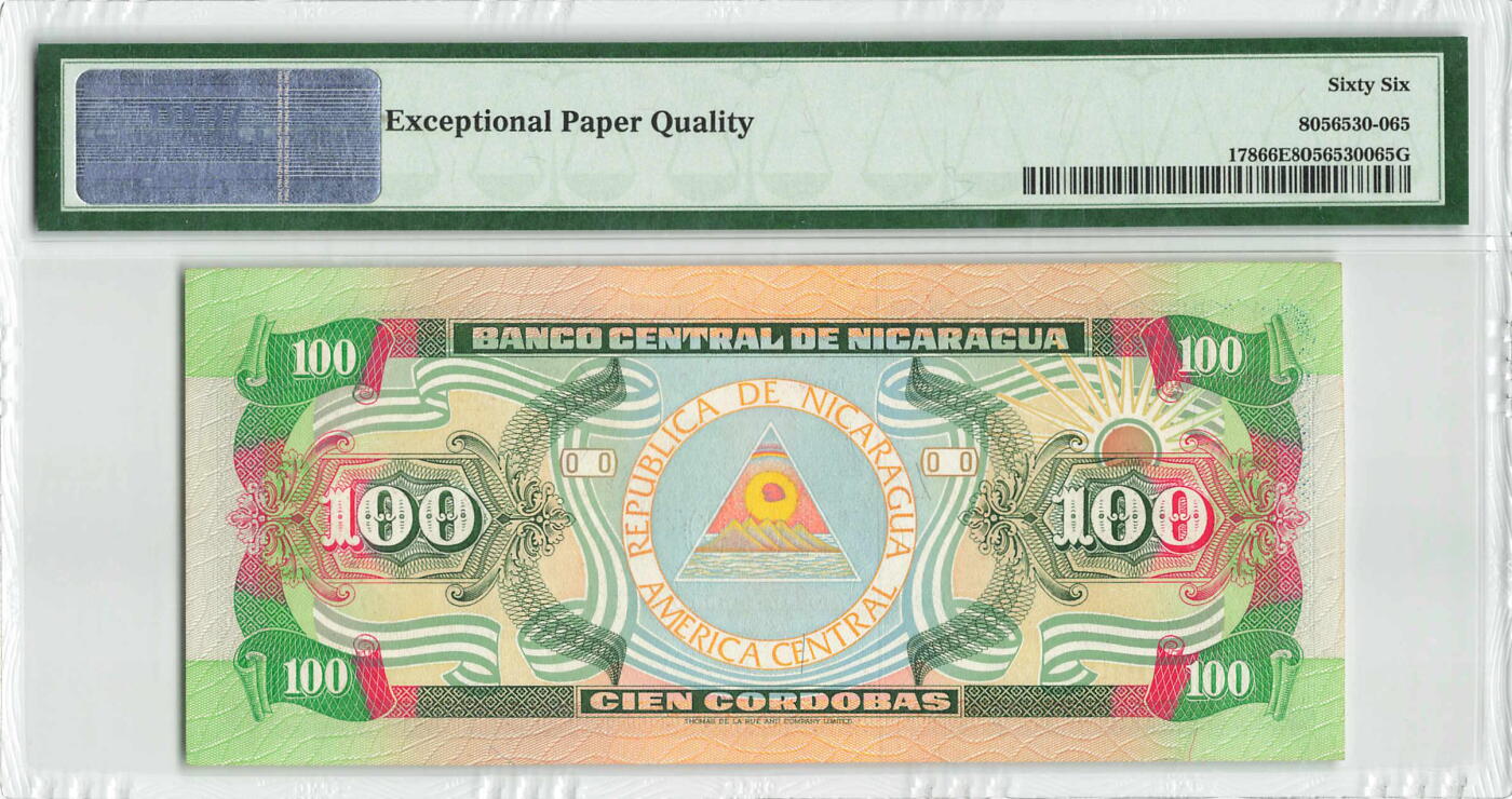 小福收藏拍卖第196期 评级币精选场 大量新增精品 本期有68分倒置号布隆迪世界最大纸币  菲律宾百位靓号100000比索超大纪念钞 巴基斯坦51年100卢比冠军分 泰国69年10铢纪念钞0A冠百位倒置号  文莱06年500吉令特首年首冠 丹麦经典大松鼠  法属印度支那 俄罗斯 玻利维亚 东加勒比 亚美尼亚等多国精美高分珍稀老钞精品纸币 尼加拉瓜 1990年 100科多巴 首版 首签 A首冠 338百位小号 PMG66 EPQ 冠军分！！