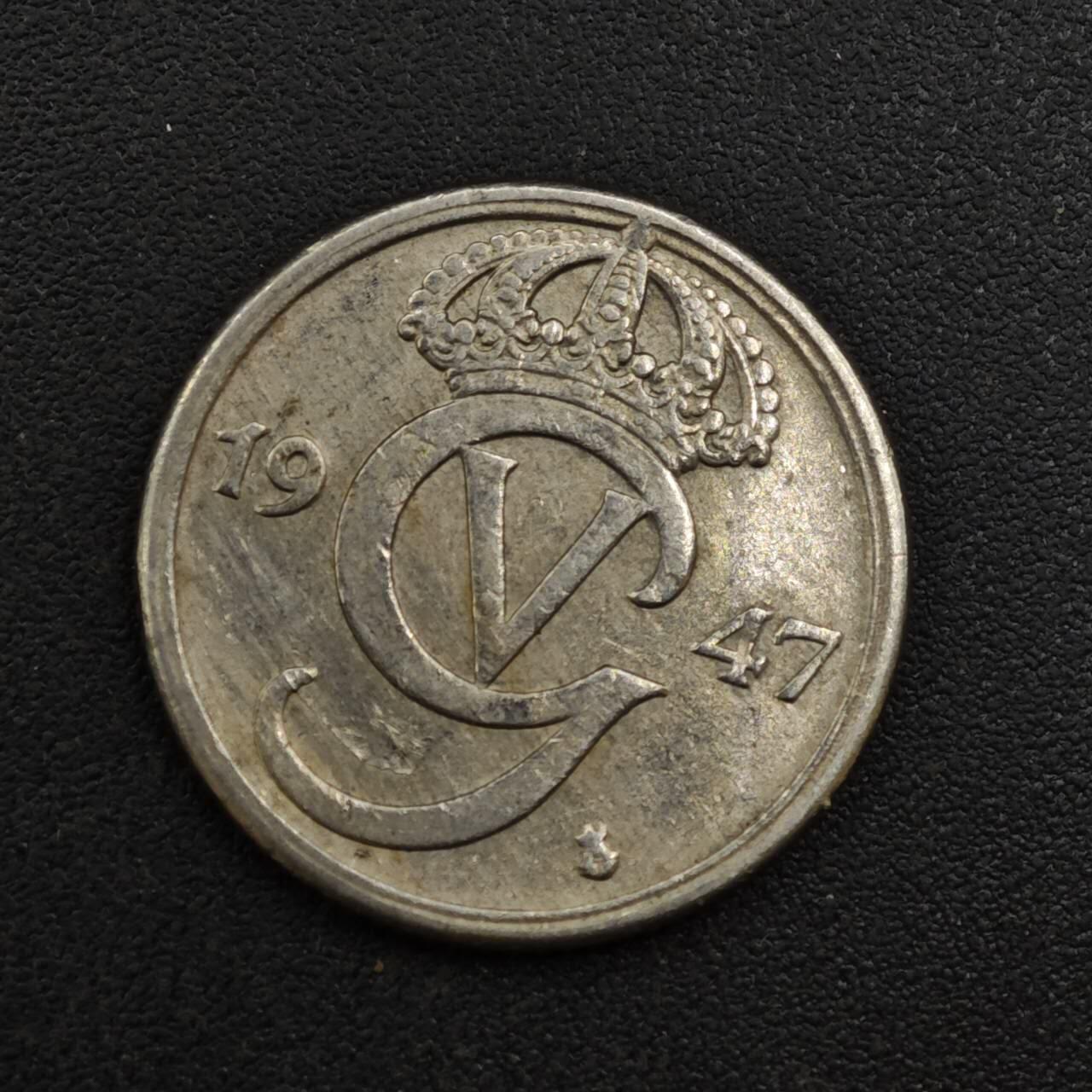 【淘币小摊】实时拍第八百一十三拍   散币场   满百包邮可预留二周 每周一统一发货   瑞典1947年25欧尔镍币