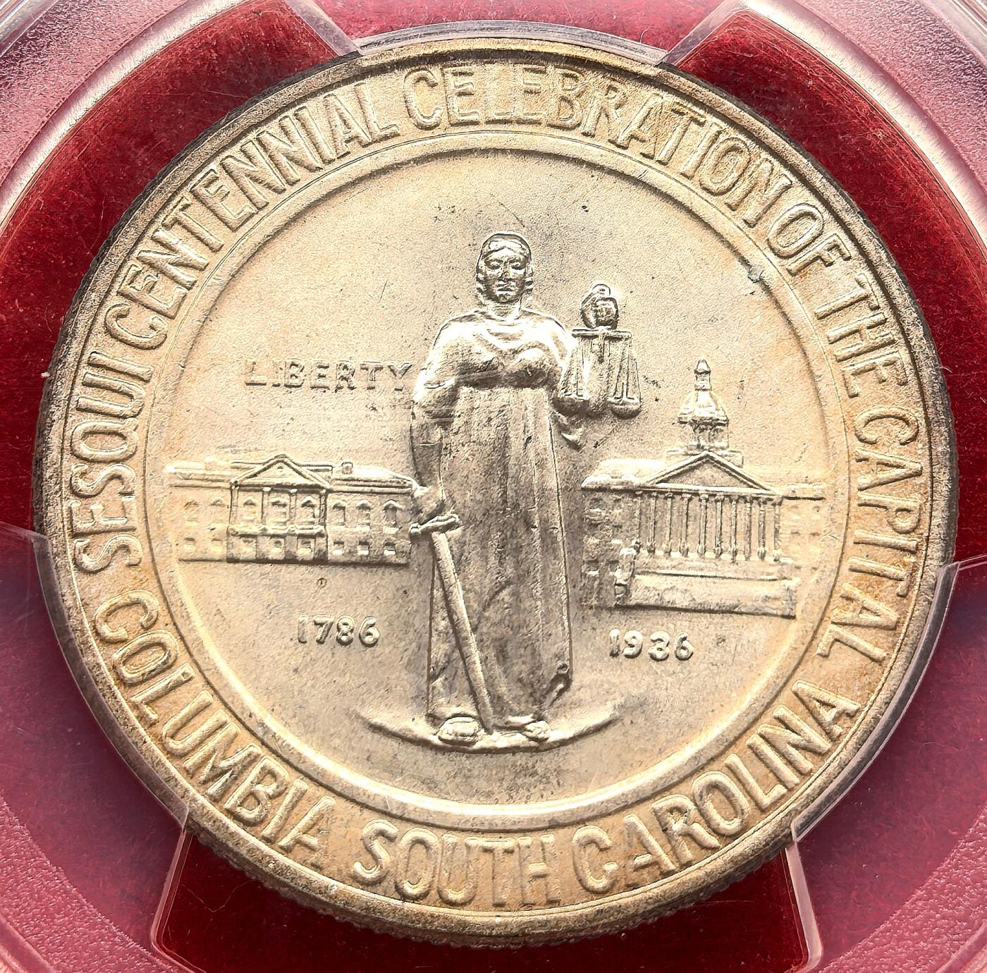 纫秋兰以为佩·凡希社微拍感恩专场 1936美国哥伦比亚特区150周年纪念半美元PCGS-MS67，香槟金包浆，品种稀见，品相卓越的一枚！