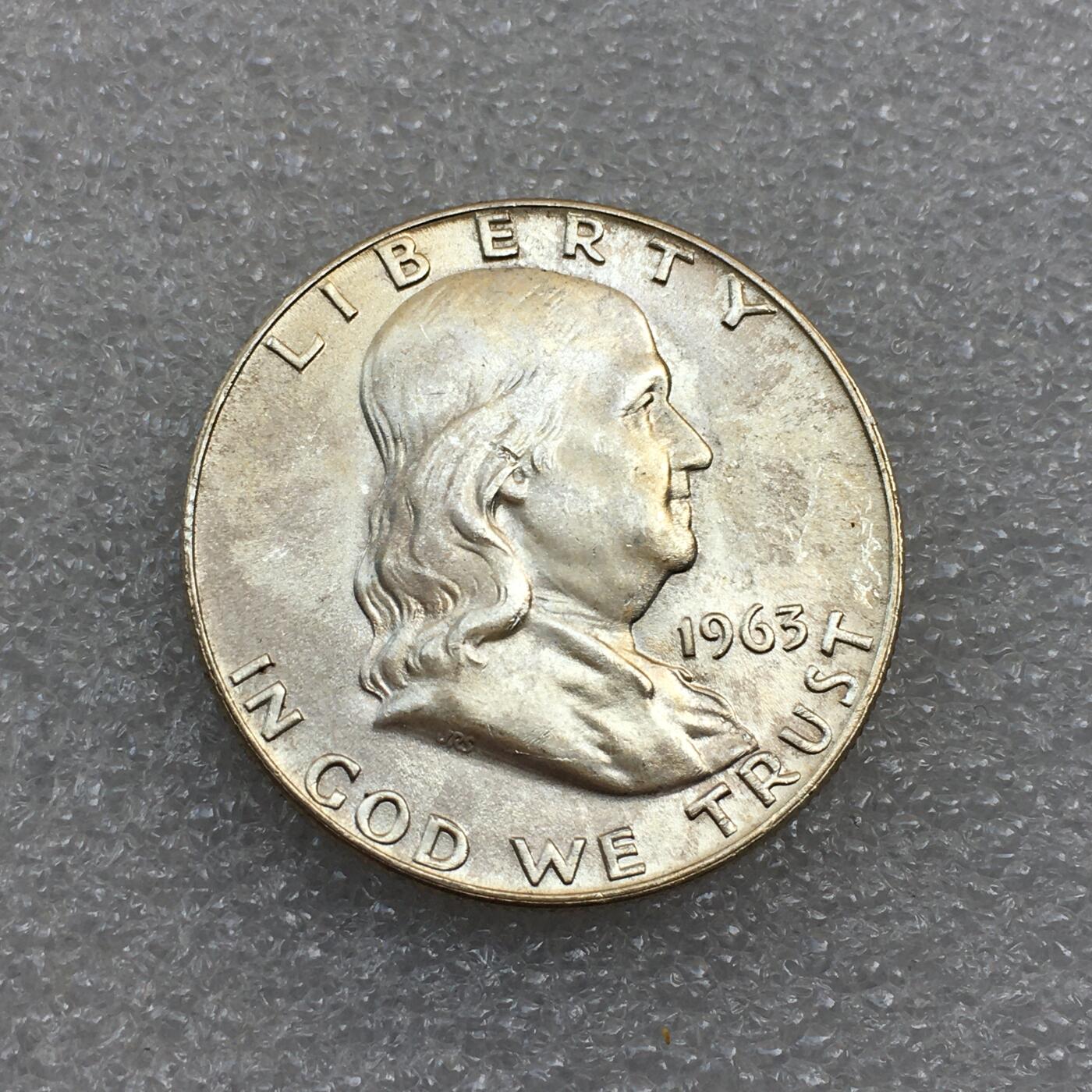 世界钱币专场拍卖 每周二开拍 原光好品1964年美国富兰克林半美元银币