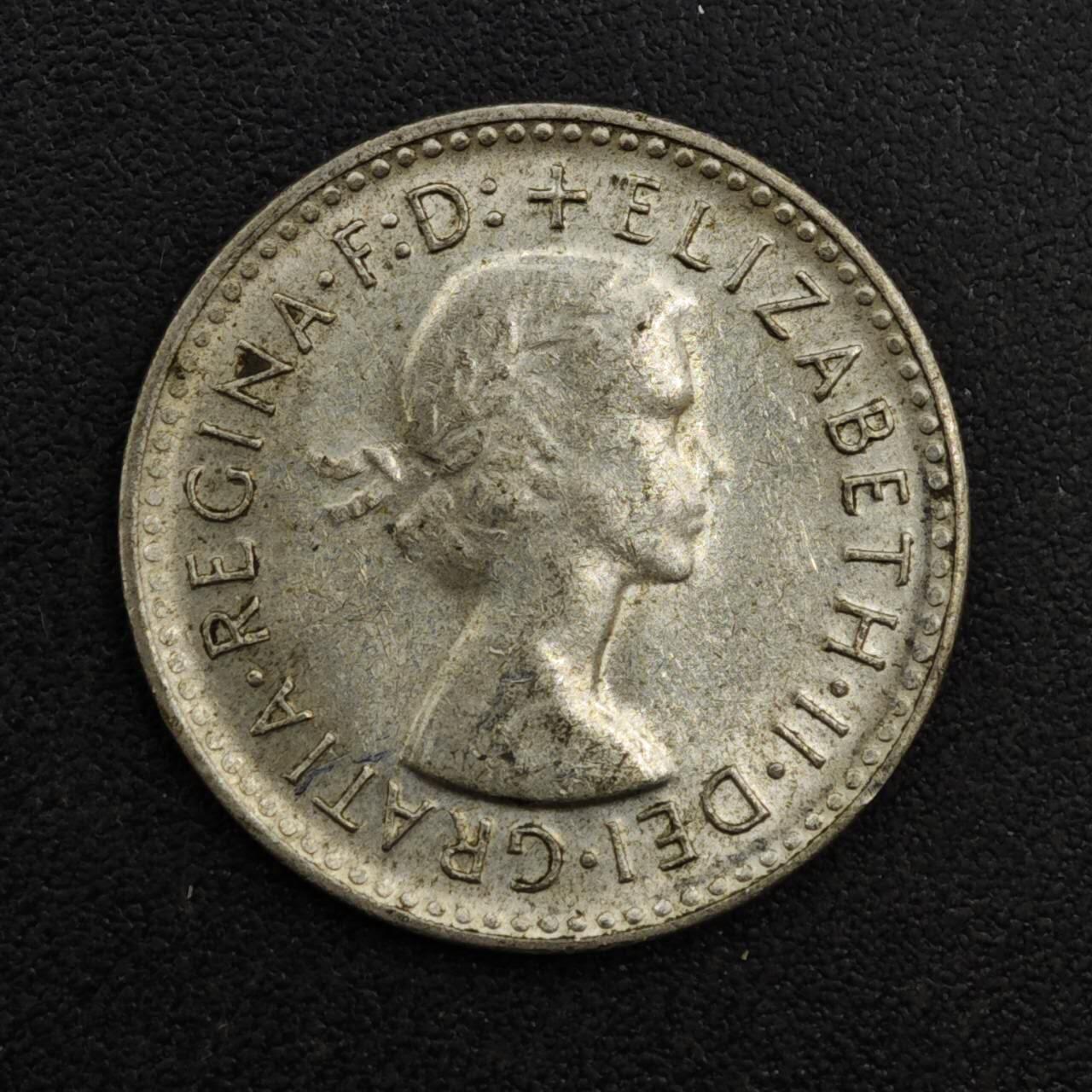 【淘币小摊】实时拍第八百一十三拍   散币场   满百包邮可预留二周 每周一统一发货   澳大利亚1960年伊丽莎白二世3便士银币