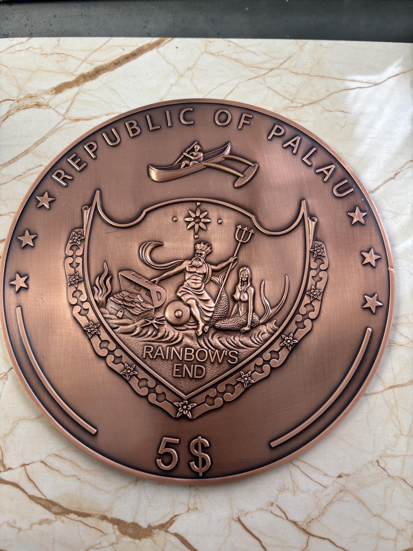 第184期拍卖 帕劳2015年寻找海盗宝藏超大规格游戏棋纪念铜币带黑绒袋