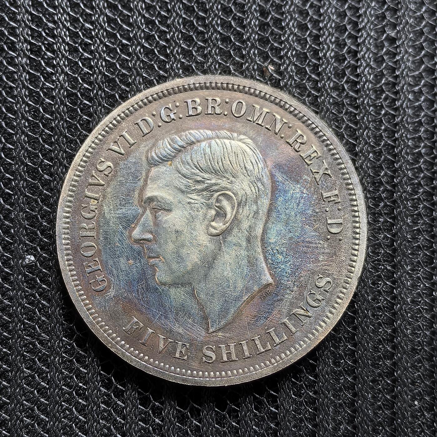 道一币馆币章第一百五十六场 原包装红盒带证 英国1951年乔治六世镍马剑克朗