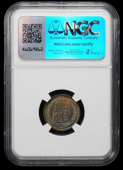 NGC MS64 1887年英国6便士银币 极品重五彩