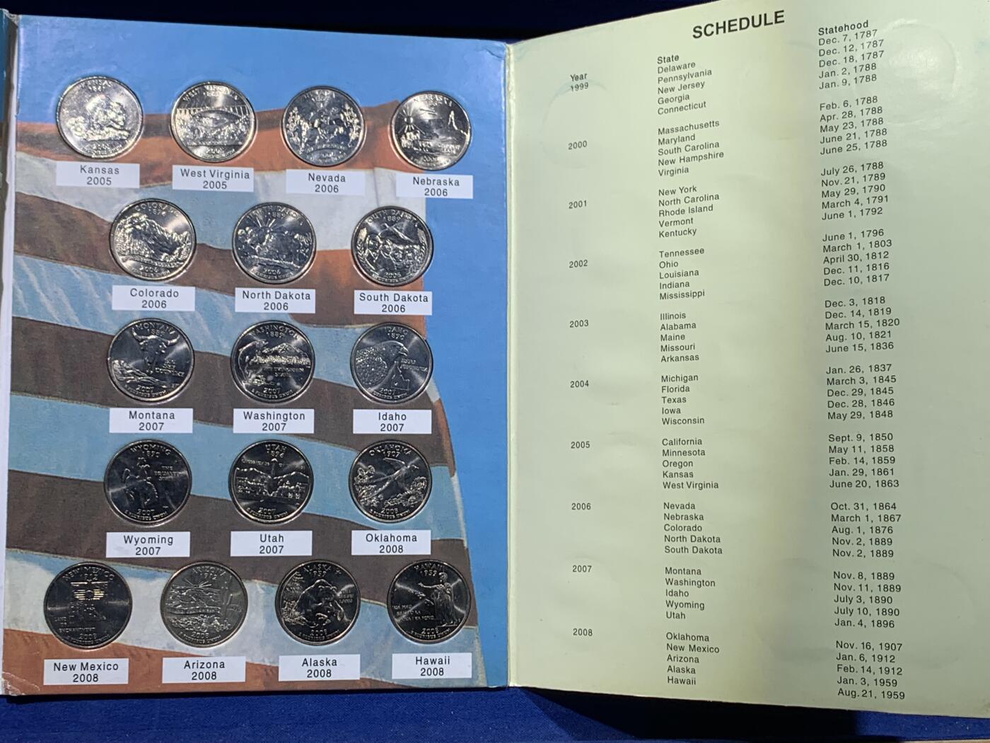 《竞宝斋》第443场 周日，周一，2场连拍 （全场包邮） 美国州币原光一本51枚+美国1986年50分自由女神像精制币