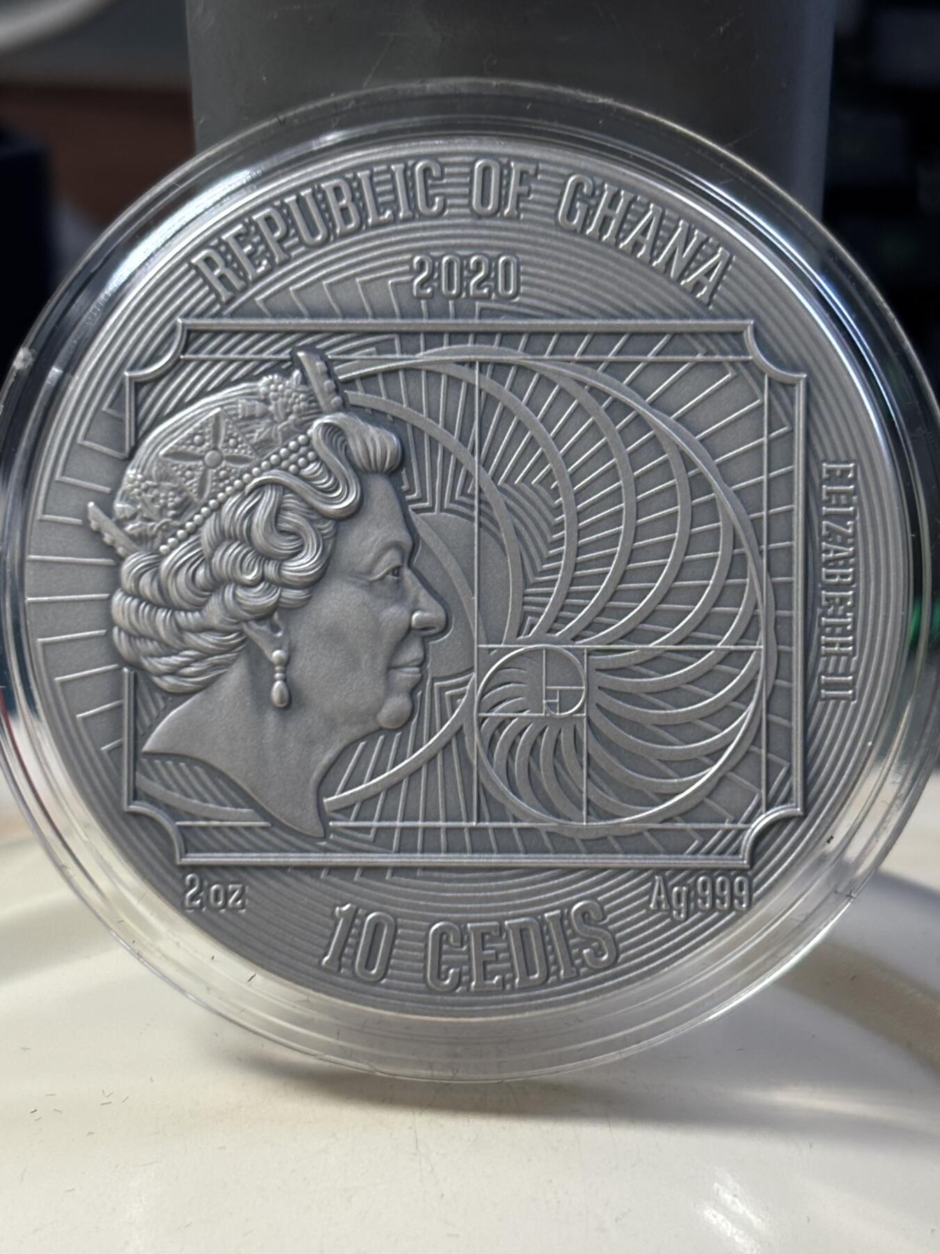 第184期拍卖 加纳2020年伟大的艺术家系列克里姆特2盎司彩银币，999银，发行500枚