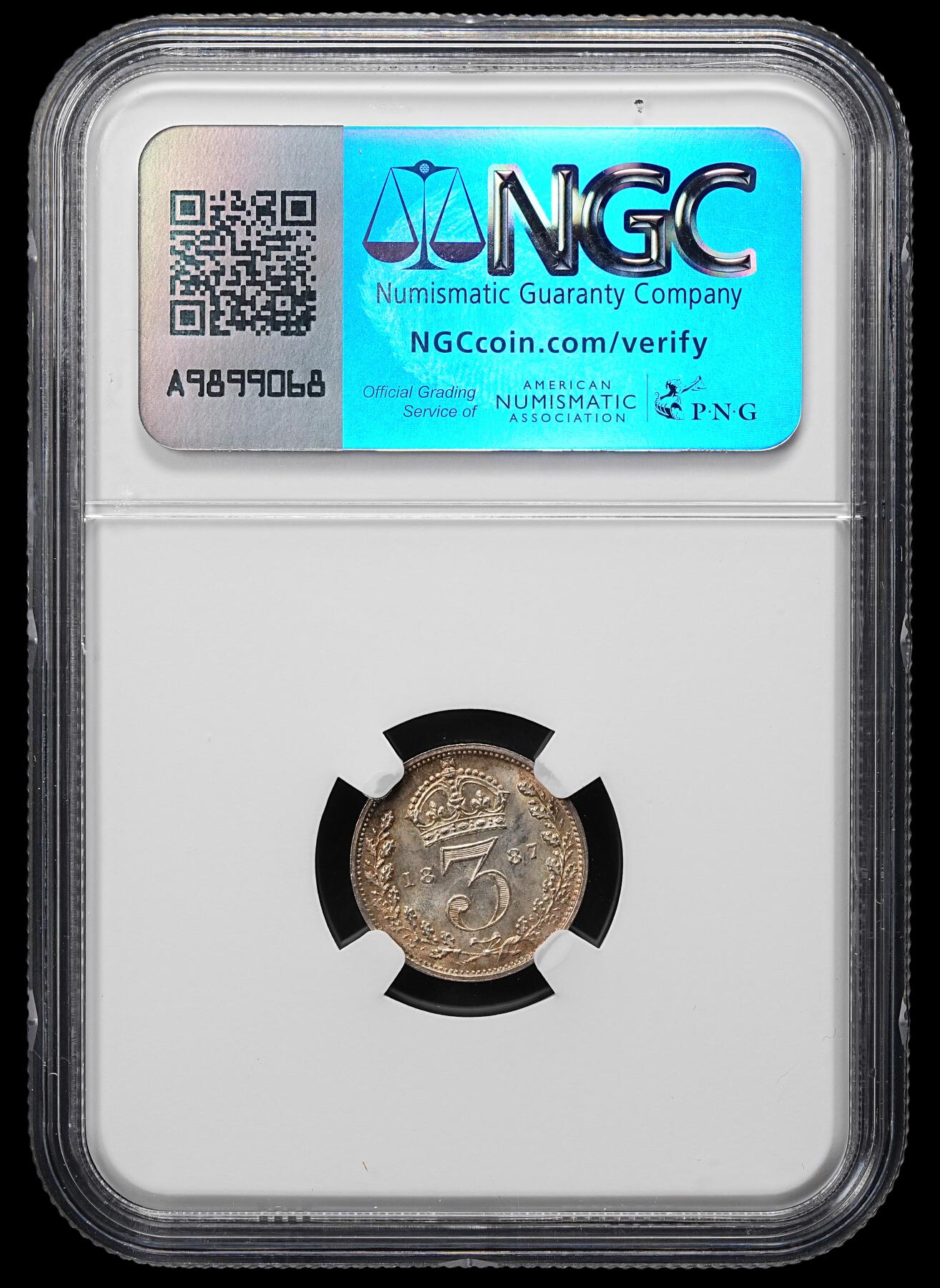 修遠堂世界钱币第九十五期 NGC MS65 1887年英国3便士银币